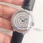 Perfect Replica Cartier Ballon Bleu Diamond Dial Diamond Bezel Ladies Watch 36mm